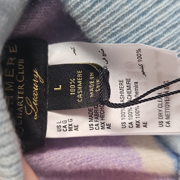 100% Cashmere Charter Club Luxury Striped High Waist Shorts - Picture 10 of 10